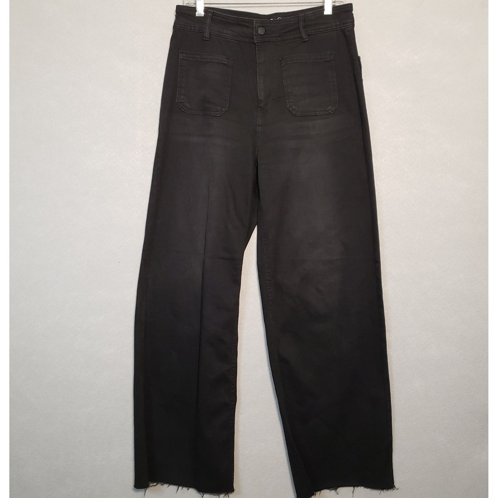 OAT New York 10/30 Wide Leg Pants Black High Rise Raw Hem Grunge Streetwear